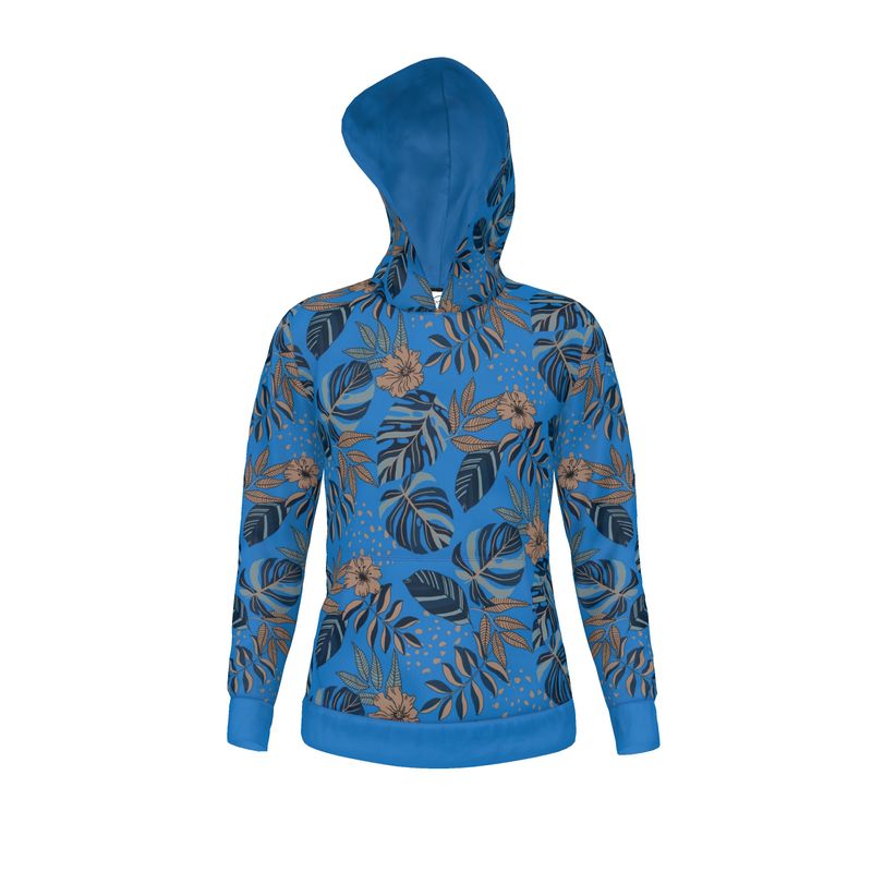 Men's Hoodie - Midnight Monstera - Azure Blue