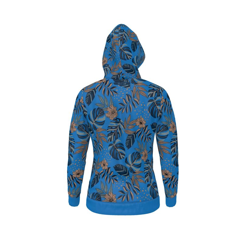 Men's Hoodie - Midnight Monstera - Azure Blue