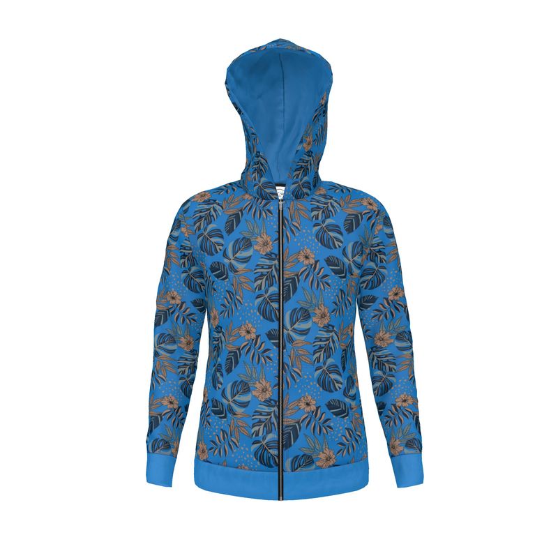 Men's Hoodie - Midnight Monstera - Azure Blue