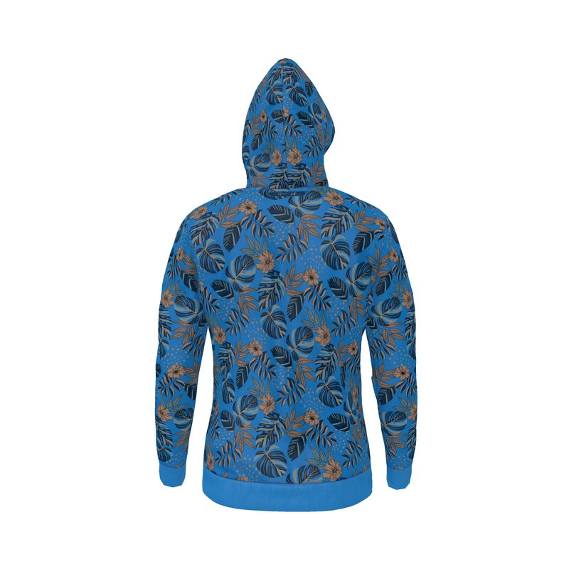 Men's Hoodie - Midnight Monstera - Azure Blue