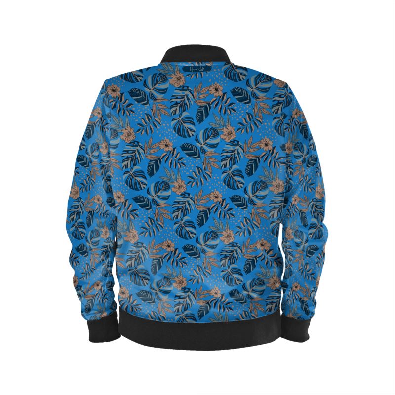 Men's Bomber Jacket - Midnight Monstera - Azure Blue