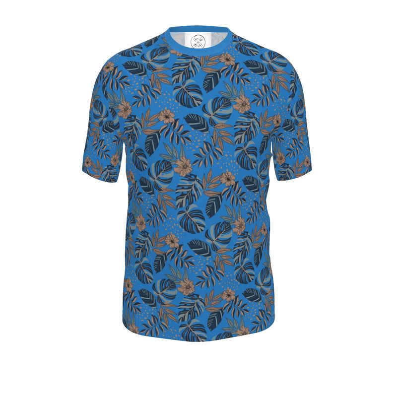 Men's Athletic Crew Neck T-Shirt - Midnight Monstera - Azure Blue