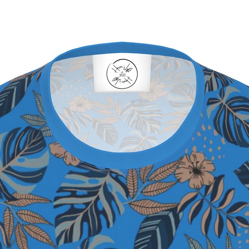 Men's Athletic Crew Neck T-Shirt - Midnight Monstera - Azure Blue