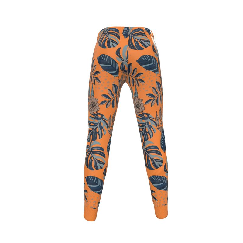 Women's Joggers - Midnight Monstera - Cadmium Orange