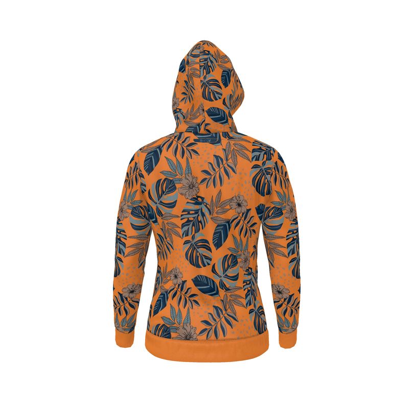 Women's Hoodie - Midnight Monstera - Cadmium Orange