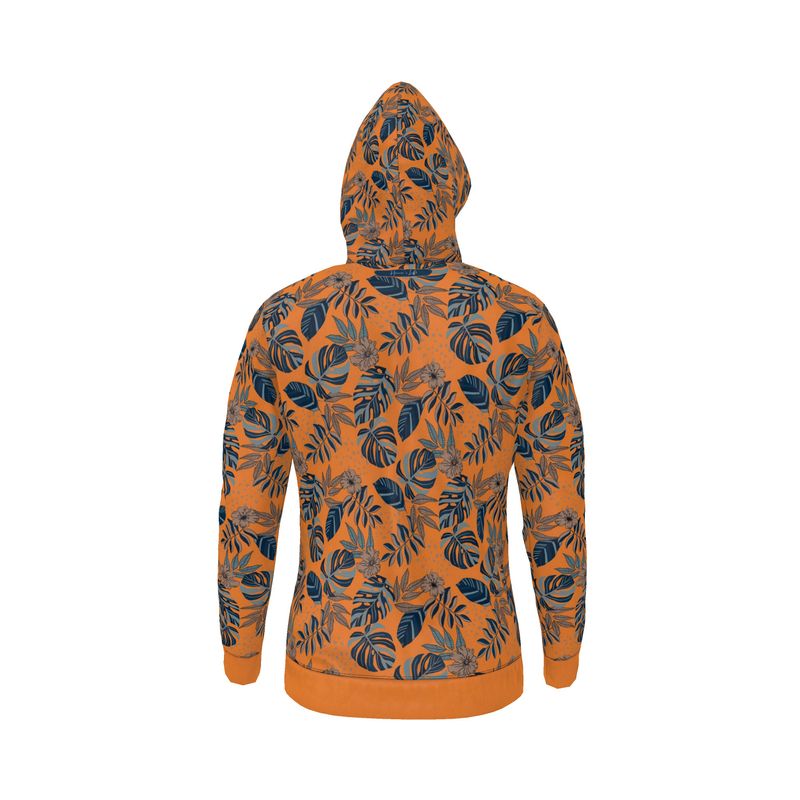 Women's Hoodie - Midnight Monstera - Cadmium Orange