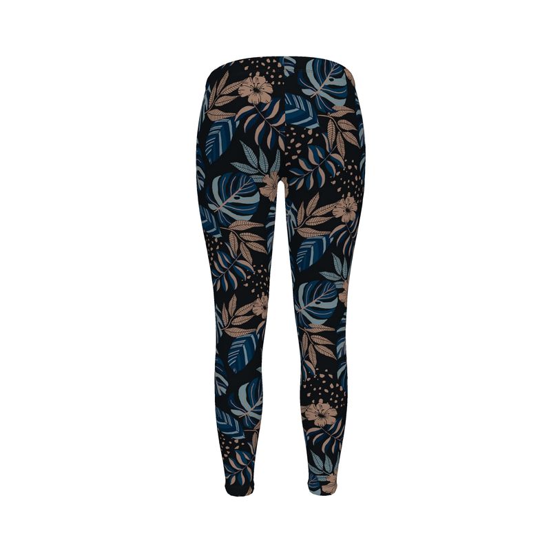Women's Mid-Rise Full-Length Leggings - Midnight Monstera