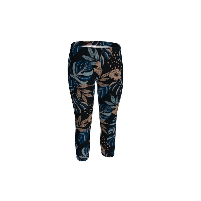 Women's Mid-Rise Capri Leggings - Midnight Monstera