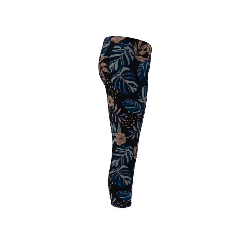 Women's Mid-Rise Capri Leggings - Midnight Monstera