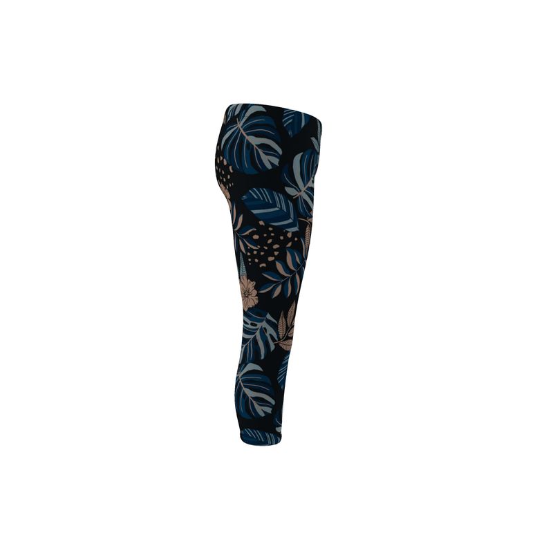 Women's Mid-Rise Capri Leggings - Midnight Monstera