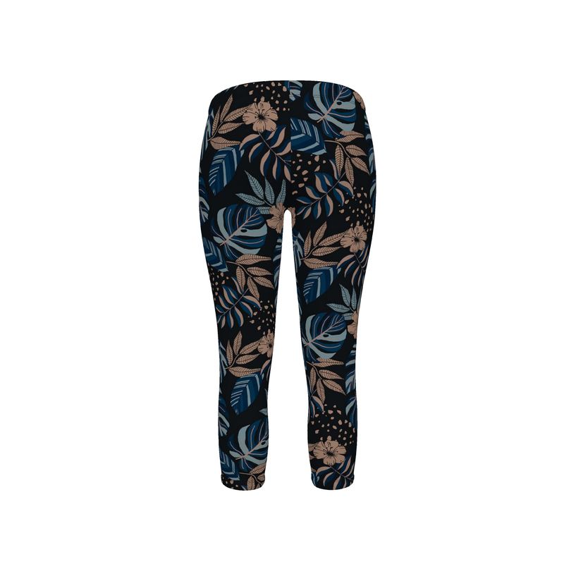 Women's Mid-Rise Capri Leggings - Midnight Monstera