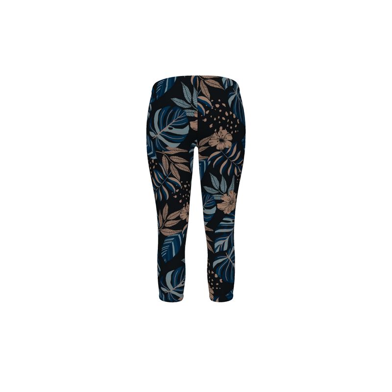 Women's Mid-Rise Capri Leggings - Midnight Monstera