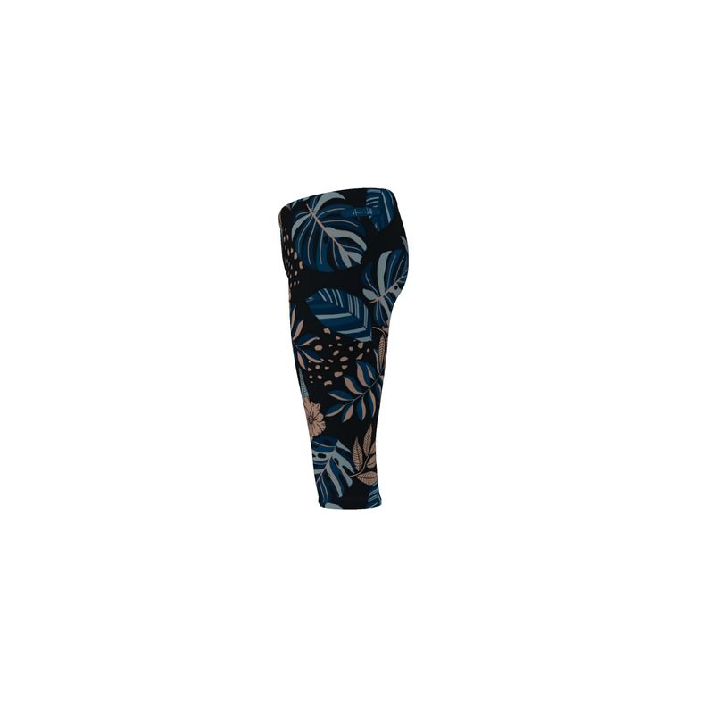 Women's Mid-Rise 3/4 Length Leggings - Midnight Monstera