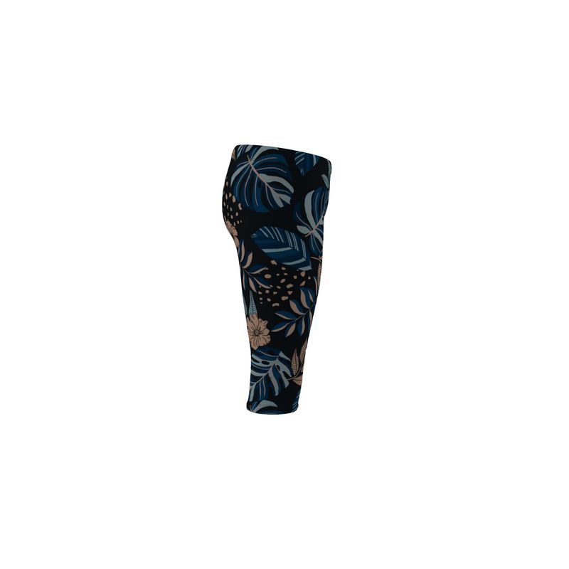 Women's Mid-Rise 3/4 Length Leggings - Midnight Monstera