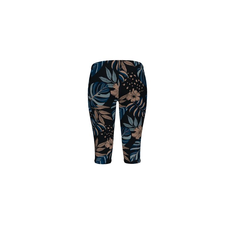 Women's Mid-Rise 3/4 Length Leggings - Midnight Monstera