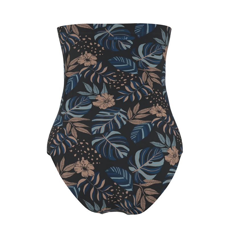 Women's Strapless Swimsuit - Midnight Monstera