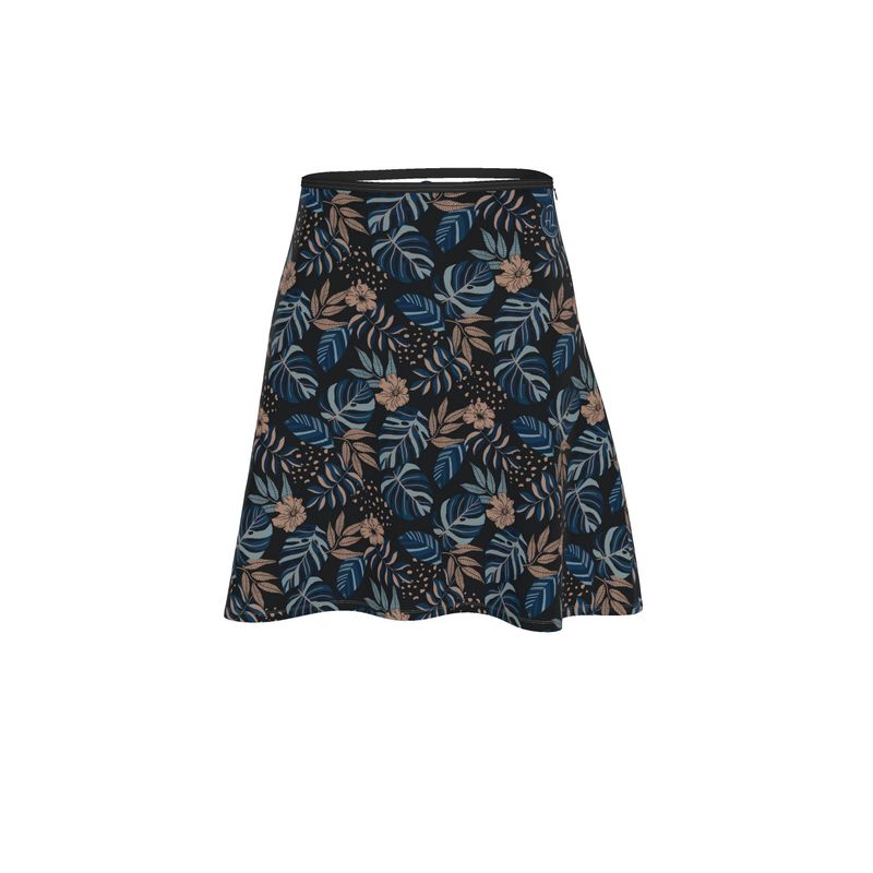 Women's Skater Skirt - Midnight Monstera