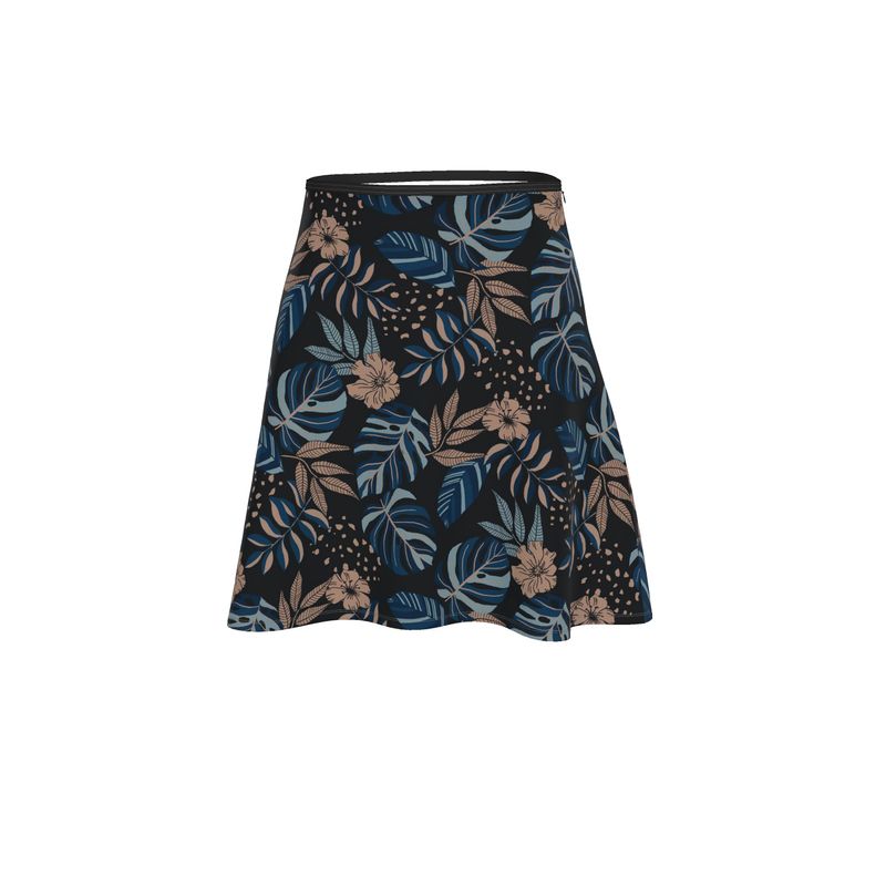 Women's Skater Skirt - Midnight Monstera