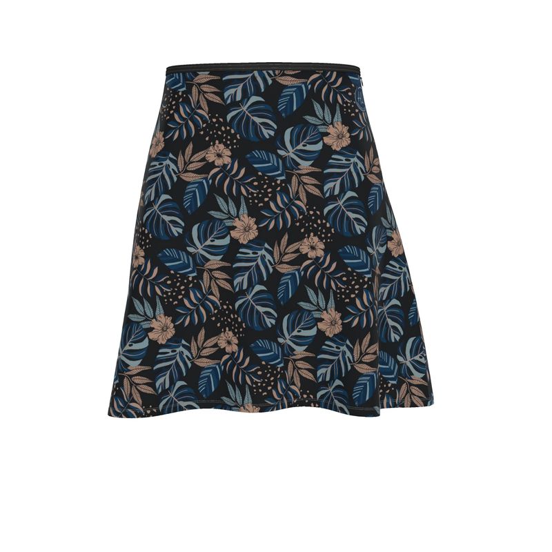 Women's Skater Skirt - Midnight Monstera