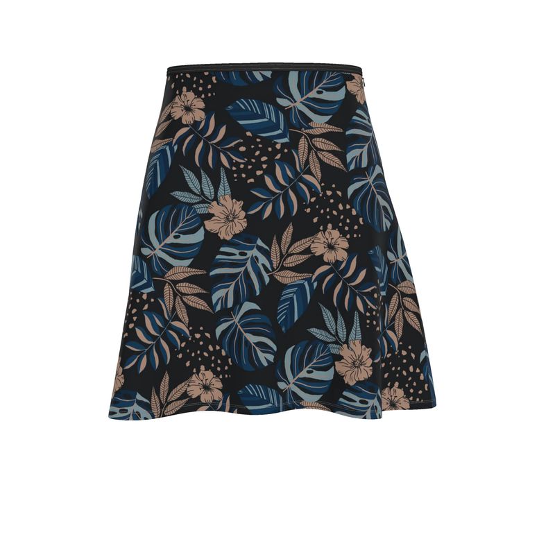 Women's Skater Skirt - Midnight Monstera