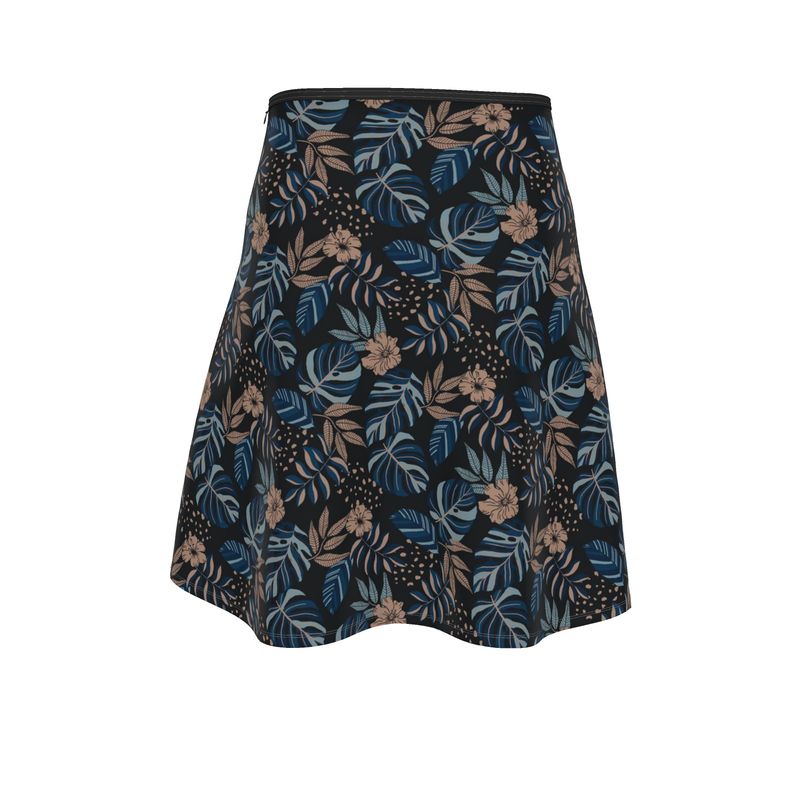 Women's Skater Skirt - Midnight Monstera