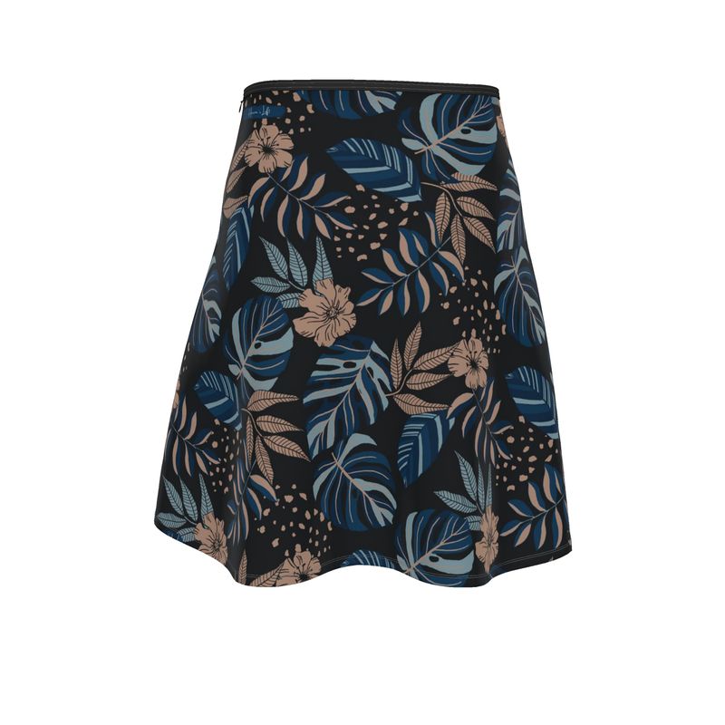 Women's Skater Skirt - Midnight Monstera