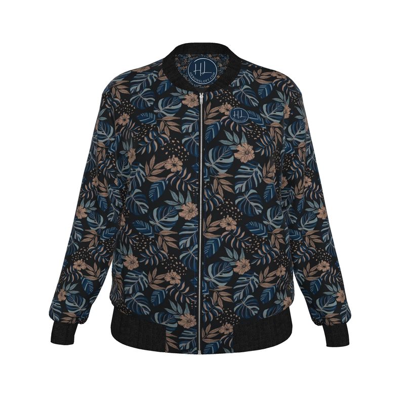 Women's Bomber Jacket - Midnight Monstera