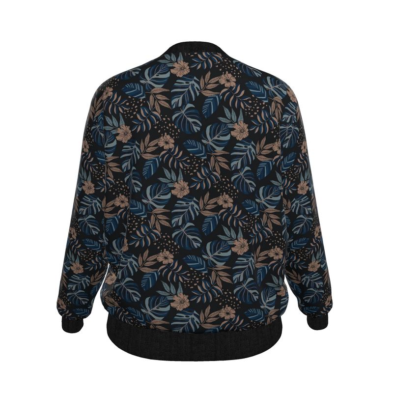 Women's Bomber Jacket - Midnight Monstera