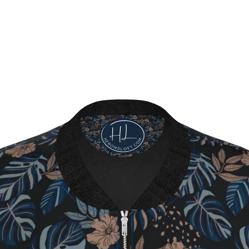 Women's Bomber Jacket - Midnight Monstera