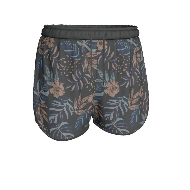 Women's Athletic Shorts - Midnight Monstera