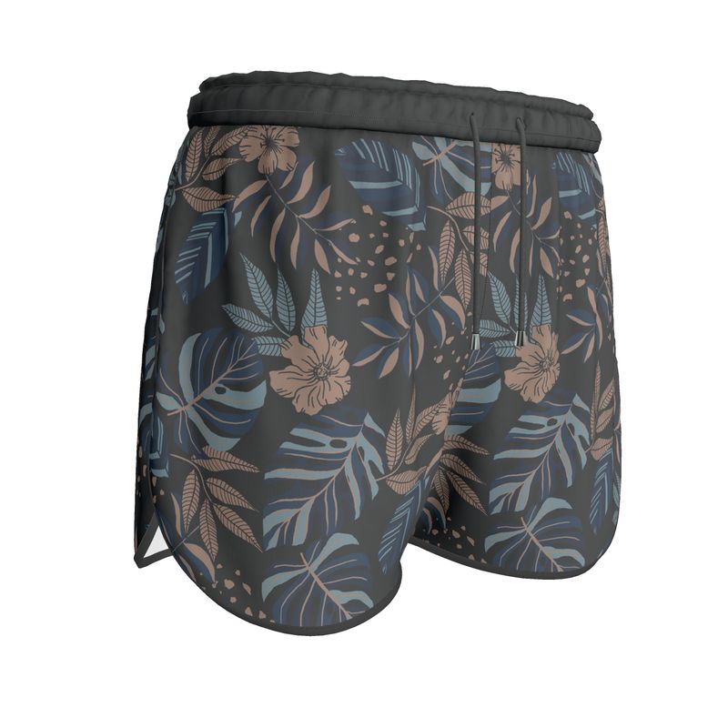 Women's Athletic Shorts - Midnight Monstera