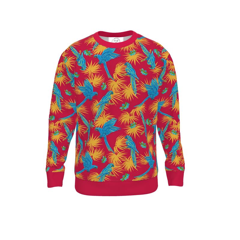 Women's Lightweight Sweater - Tropical Macaw - Raspberry Red