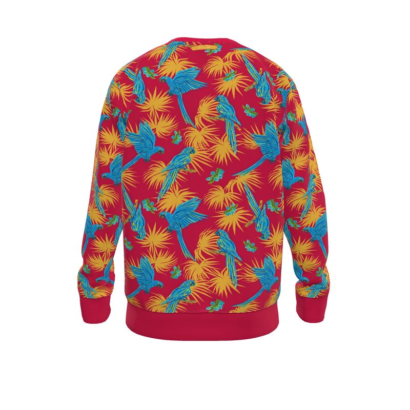 Women's Lightweight Sweater - Tropical Macaw - Raspberry Red