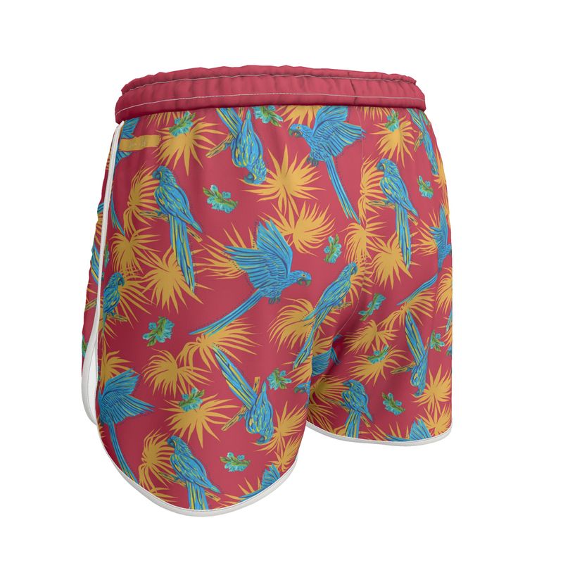 Women's Athletic Shorts - Tropical Macaw - Raspberry Red