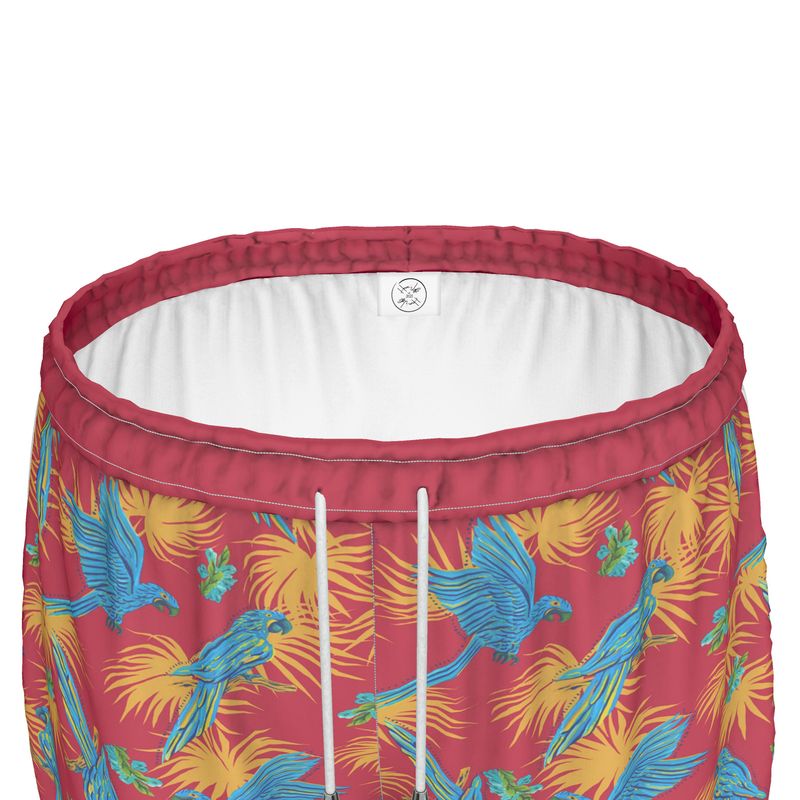 Women's Athletic Shorts - Tropical Macaw - Raspberry Red