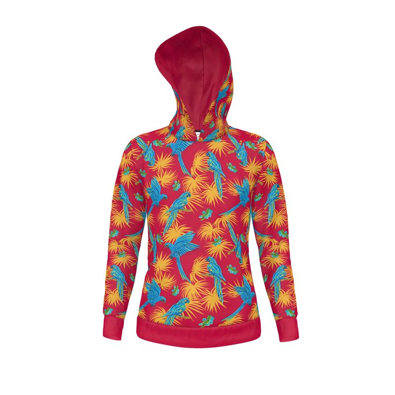 Women's Hoodie - Tropical Macaw - Raspberry Red