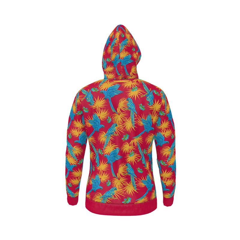 Women's Hoodie - Tropical Macaw - Raspberry Red