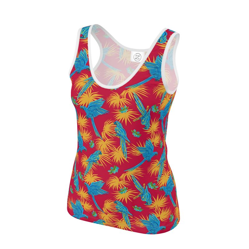 Women's Tank Top - Tropical Macaw - Raspberry Red