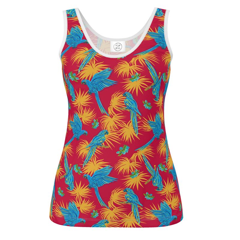 Women's Tank Top - Tropical Macaw - Raspberry Red