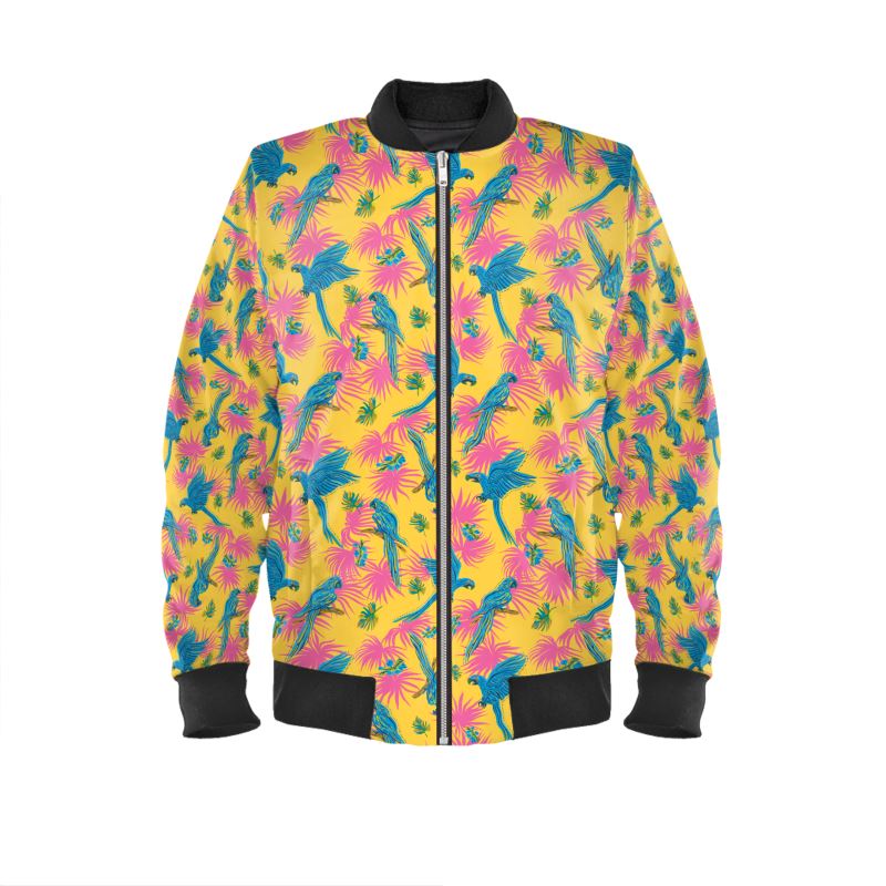 Women's Bomber Jacket - Tropical Macaw - Yellow