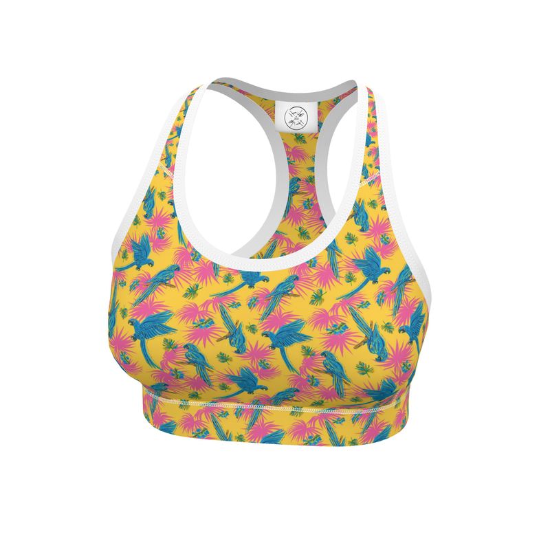 Women's Low-Intensity Sports Bra - Tropical Macaw - Yellow