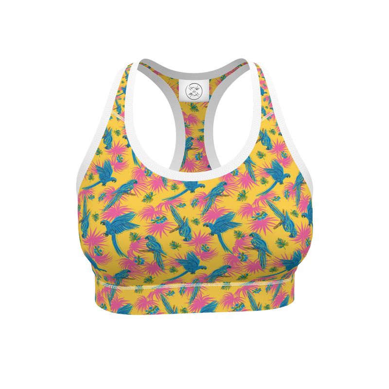 Women's Low-Intensity Sports Bra - Tropical Macaw - Yellow