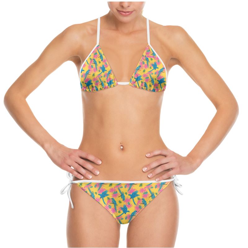 Women's String Bikini - Tropical Macaw - Yellow