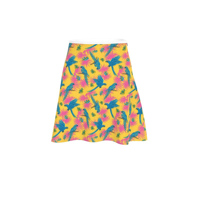 Women's Skater Skirt - Tropical Macaw - Yellow