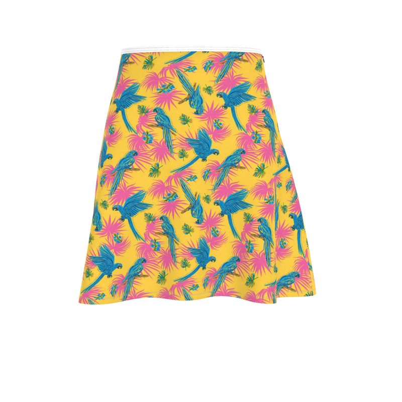 Women's Skater Skirt - Tropical Macaw - Yellow