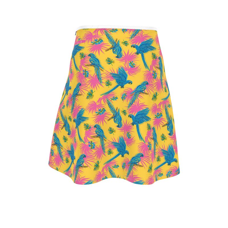 Women's Skater Skirt - Tropical Macaw - Yellow