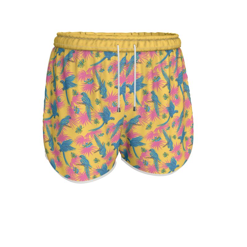 Women's Athletic Shorts - Tropical Macaw - Yellow