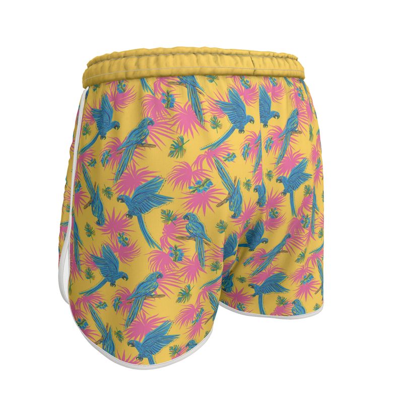 Women's Athletic Shorts - Tropical Macaw - Yellow