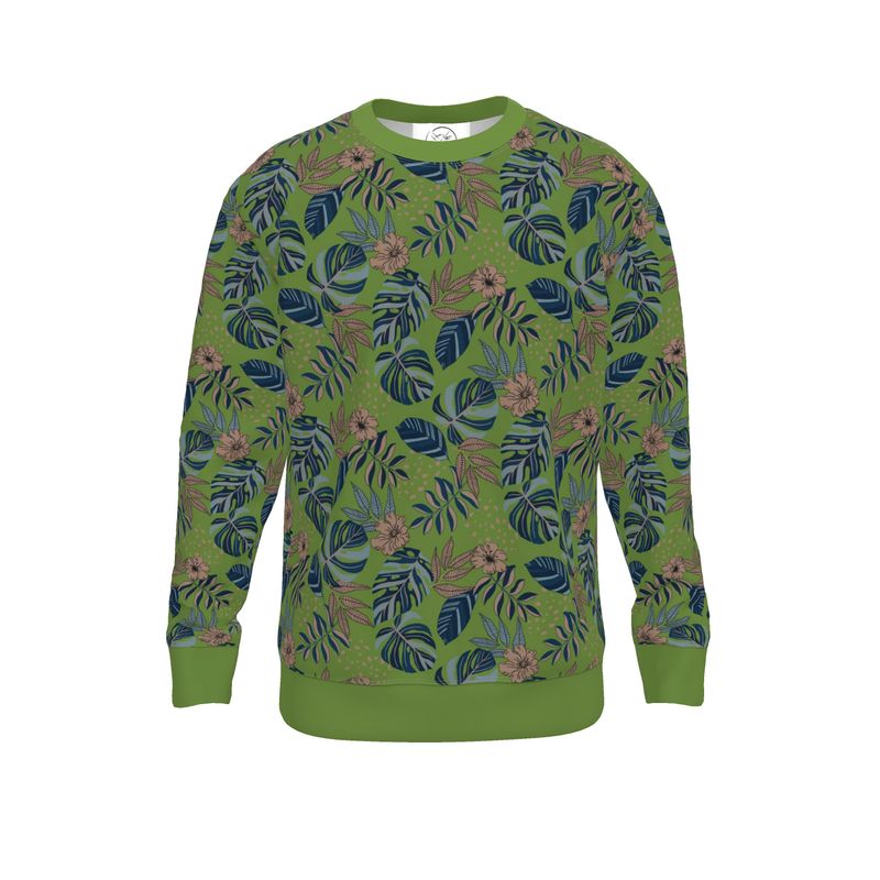 Men's Lightweight Sweater - Midnight Monstera - Olive Green