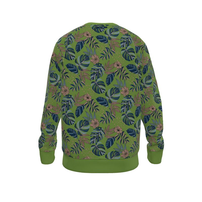 Men's Lightweight Sweater - Midnight Monstera - Olive Green